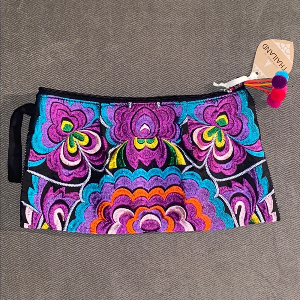 Thailand Made Embroidered Multicolor Clutch